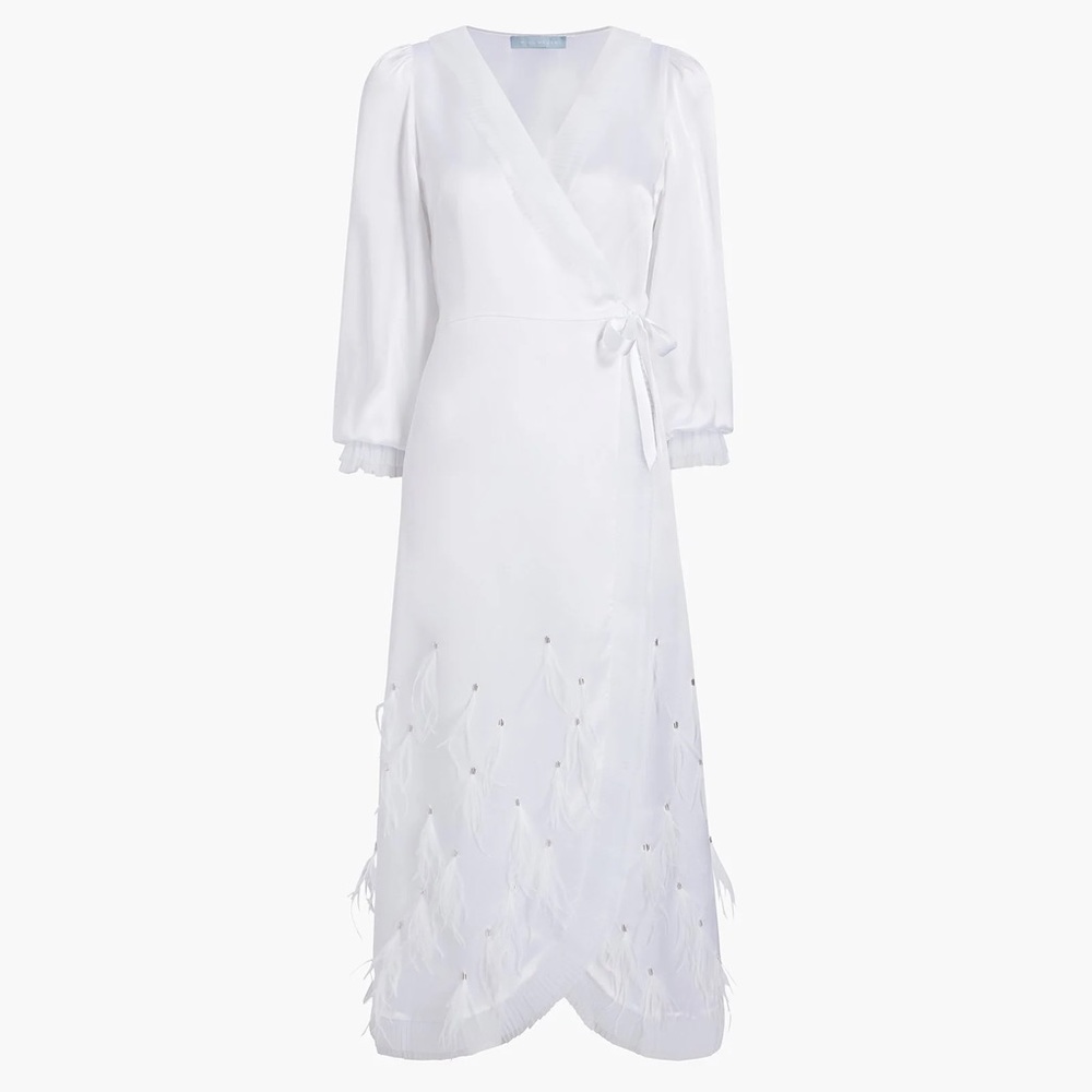 Hill House Dolly robe and wrap dress - feather and beading detail on skirt!